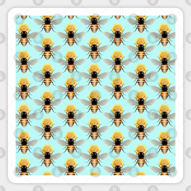 Honey Bees Pattern Magnet by Designoholic